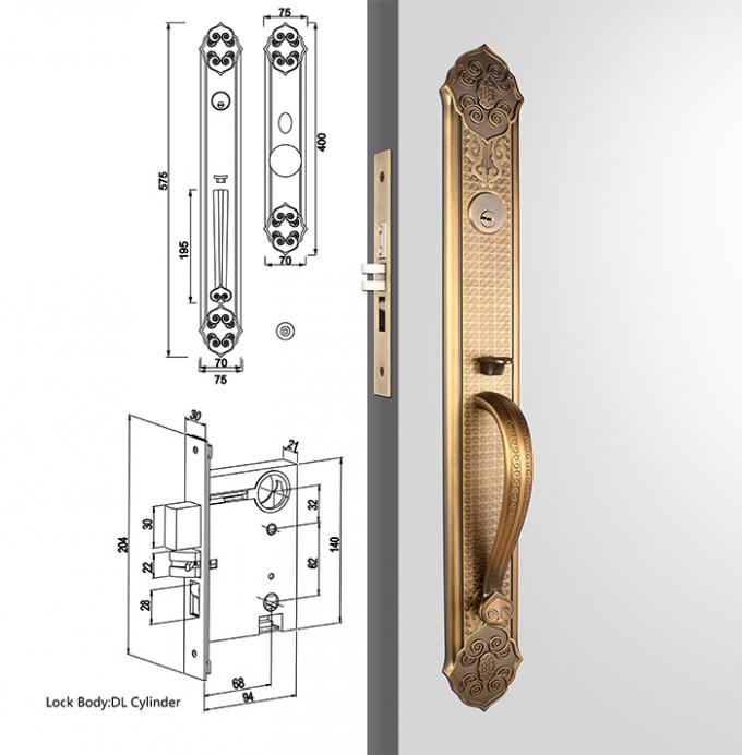 Palanca estándar americana de bronce antigua Locksets de la cerradura de Handleset de la entrada del cilindro