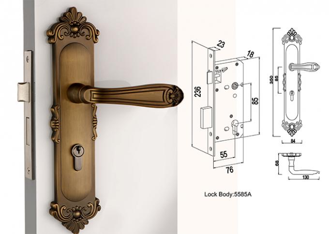 La cerradura de mortaja de la puerta del sitio fijó con el bronce del
