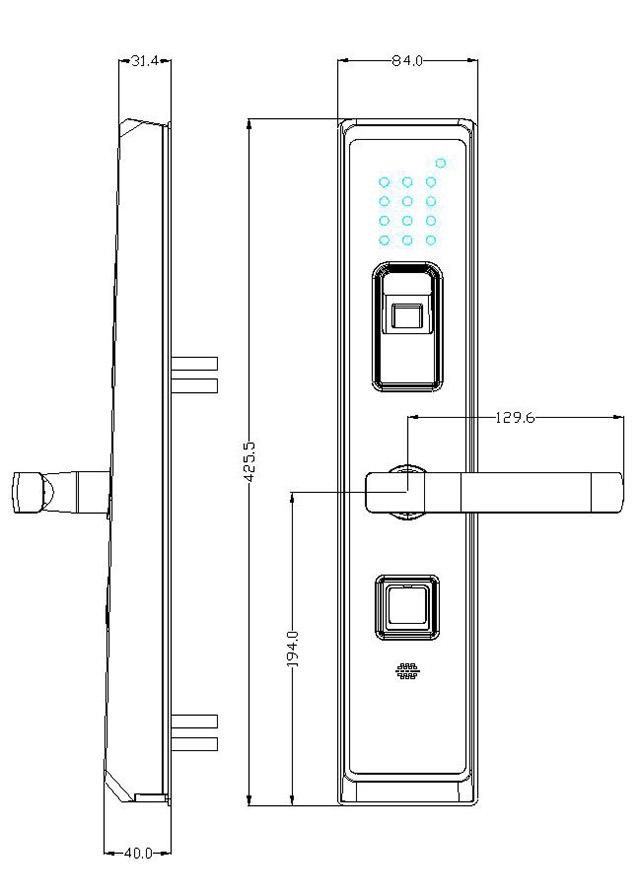 Cerradura de puerta de cristal elegante de Digitaces Fingeprint de la pantalla táctil de la aleación del cinc