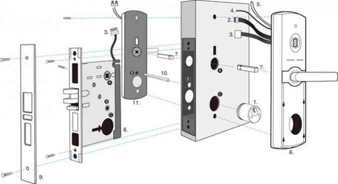 Cerradura eléctrica de Smart del hotel de la tarjeta de la cerradura de puerta de la alta seguridad de Sytem de la gestión V69 RFID