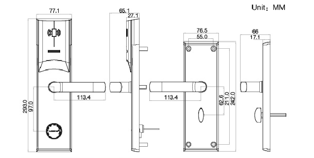 Cerraduras de puerta modernas electrónicas de la tarjeta de la cerradura de puerta del hotel del sistema de gestión V69 RFID