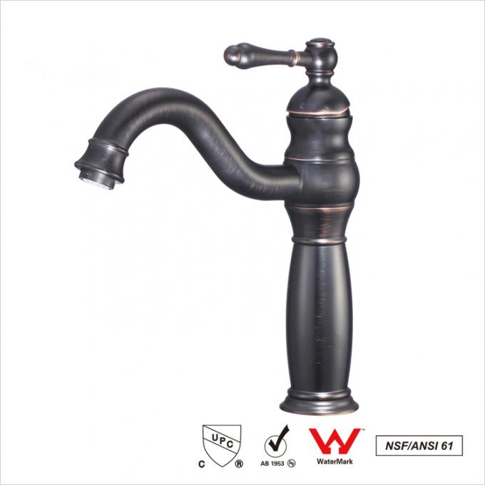 Tipo de elevación frotado aceite de bañera de la filigrana de la manija de bronce del grifo uno