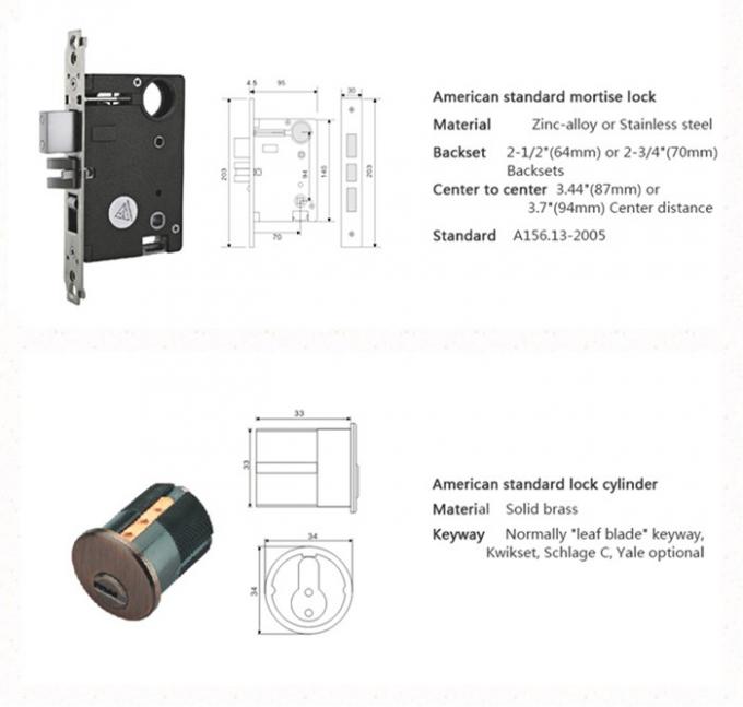 Palanca estándar americana de bronce antigua Locksets de la cerradura de Handleset de la entrada del cilindro