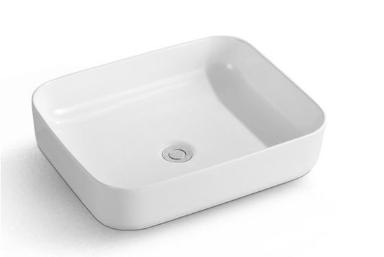Baño moderno rectangular por encima del mostrador recipiente de cerámica blanco Lavabo de vanidad