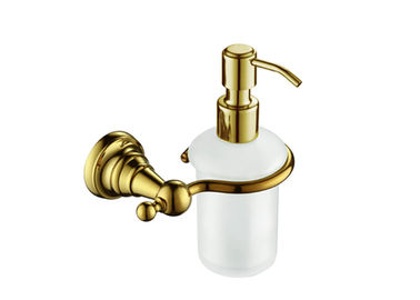 Accesorio de baño dorado Dispensador de jabón montado en la pared con bomba de latón botella de PP