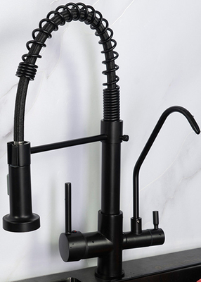 Grifo elegante de tres vías de la cocina 2,2 GPM 80 PSI de negro y color del níquel