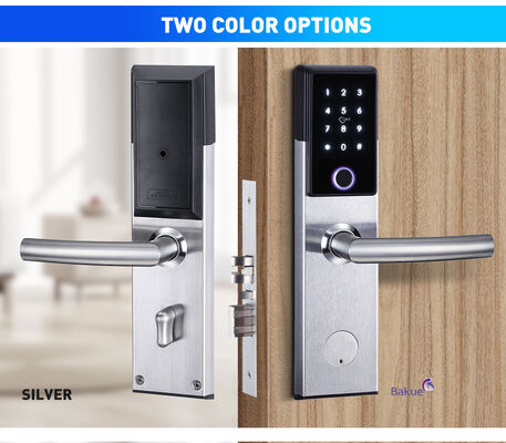 Bloqueo de puerta inteligente Bluetooth a prueba de fuego Negro plata con código de tarjeta Impresión digital APP WiFi Peso bruto 285Kg Sistema de entrada segura