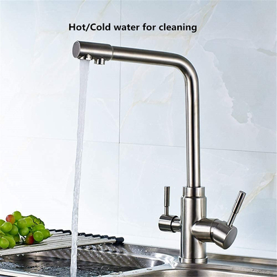 3 en 1 cubierta de acero inoxidable de cobre amarillo del grifo H330 XW200mm del purificador del agua montó