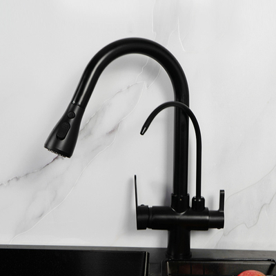 Grifo negro del agua potable de 3 maneras con agua filtrada H410 XW225mm