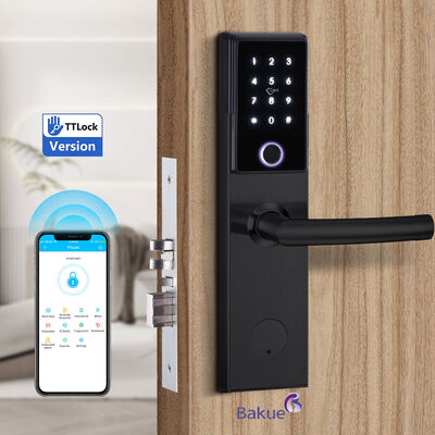 Cerradura de puerta inteligente conectada por WiFi para puerta de entrada con métodos de control por APP, código, tarjeta, Bluetooth, huella dactilar y llave mecánica